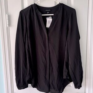 Torrid Black Long Sleeve Mandarin Collar Blouse